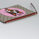 GUCCI GG Supreme BODCO Clutch Bag PVC Beige Gold 506280 Auth ac3672V-5