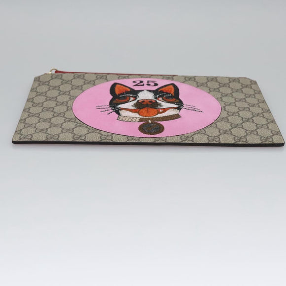 GUCCI GG Supreme BODCO Clutch Bag PVC Beige Gold 506280 Auth ac3672V