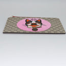GUCCI GG Supreme BODCO Clutch Bag PVC Beige Gold 506280 Auth ac3672AV-6