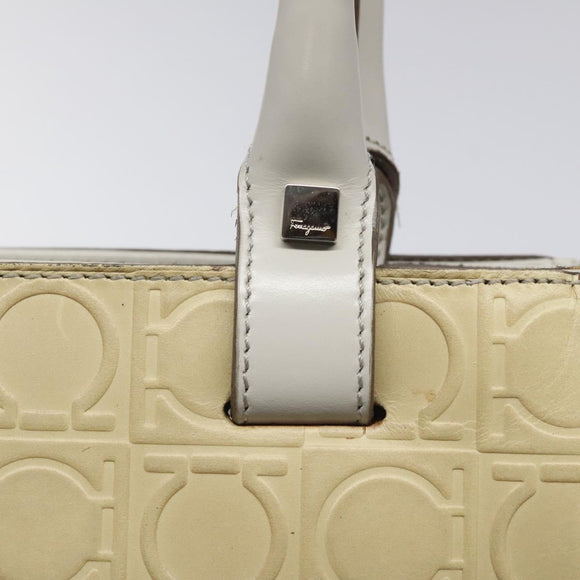 Salvatore Ferragamo Shoulder Bag Leather Beige Auth ac3690