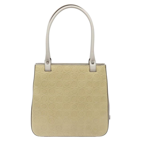 Salvatore Ferragamo Shoulder Bag Leather Beige Auth ac3690
