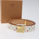 LOUIS VUITTON Multicolor Ceinture Care Belt 34.6"" White M9682 LV Auth ac3693-12