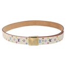 LOUIS VUITTON Multicolor Ceinture Care Belt 34.6"" White M9682 LV Auth ac3693-2