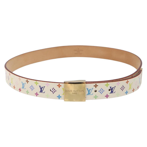 LOUIS VUITTON Multicolor Ceinture Care Belt 34.6"" White M9682 LV Auth ac3693