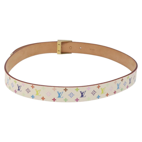 LOUIS VUITTON Multicolor Ceinture Care Belt 34.6"" White M9682 LV Auth ac3693