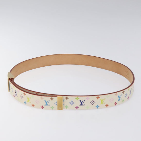 LOUIS VUITTON Multicolor Ceinture Care Belt 34.6"" White M9682 LV Auth ac3693