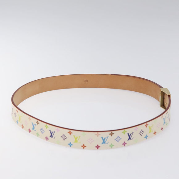 LOUIS VUITTON Multicolor Ceinture Care Belt 34.6"" White M9682 LV Auth ac3693