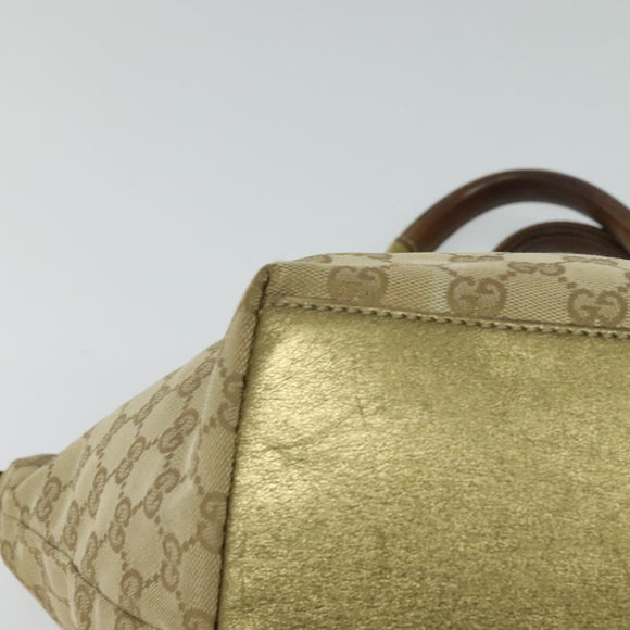 GUCCI GG Canvas Sherry Line Hand Bag Beige Gold pink 131228 Auth ac3698