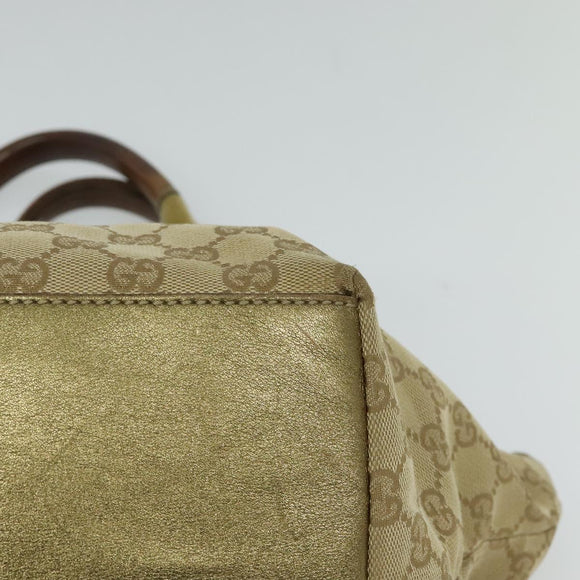 GUCCI GG Canvas Sherry Line Hand Bag Beige Gold pink 131228 Auth ac3698