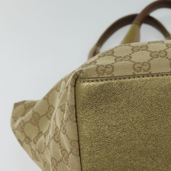 GUCCI GG Canvas Sherry Line Hand Bag Beige Gold pink 131228 Auth ac3698