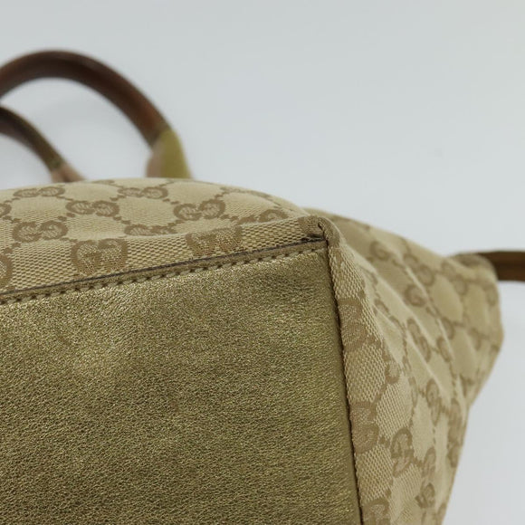 GUCCI GG Canvas Sherry Line Hand Bag Beige Gold pink 131228 Auth ac3698