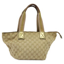 GUCCI GG Canvas Sherry Line Hand Bag Beige Gold pink 131228 Auth ac3698-2