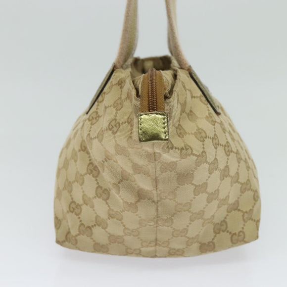 GUCCI GG Canvas Sherry Line Hand Bag Beige Gold pink 131228 Auth ac3698