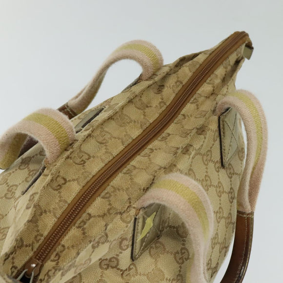 GUCCI GG Canvas Sherry Line Hand Bag Beige Gold pink 131228 Auth ac3698