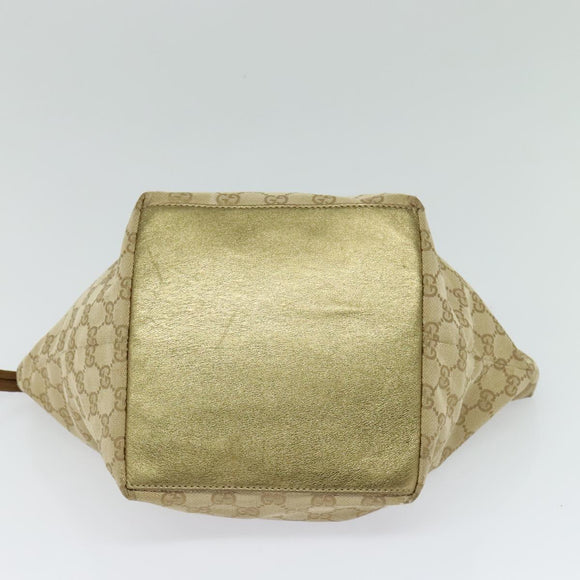 GUCCI GG Canvas Sherry Line Hand Bag Beige Gold pink 131228 Auth ac3698