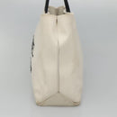 CHANEL Tote Bag Leather White Silver CC Auth ac3702-5