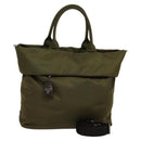 PRADA Hand Bag Nylon 2way Khaki Auth ac3713-1