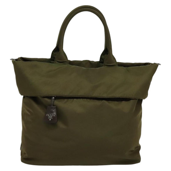 PRADA Hand Bag Nylon 2way Khaki Auth ac3713
