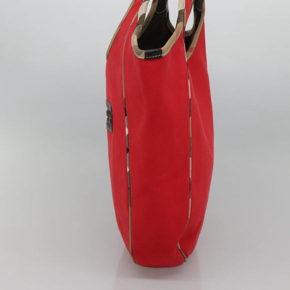 BURBERRY Shoulder Bag Canvas Red Auth ac3717