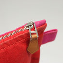 HERMES Bora Bora Pouch MM Pouch Canvas Pink Silver Auth ac3752-9