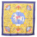 HERMES Carre 90 Scarf ""CHEVAL TURC"" Silk Blue Auth ac3753-1