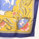 HERMES Carre 90 Scarf ""CHEVAL TURC"" Silk Blue Auth ac3753-10