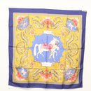 HERMES Carre 90 Scarf ""CHEVAL TURC"" Silk Blue Auth ac3753-14