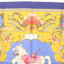 HERMES Carre 90 Scarf ""CHEVAL TURC"" Silk Blue Auth ac3753-3