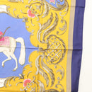 HERMES Carre 90 Scarf ""CHEVAL TURC"" Silk Blue Auth ac3753-7
