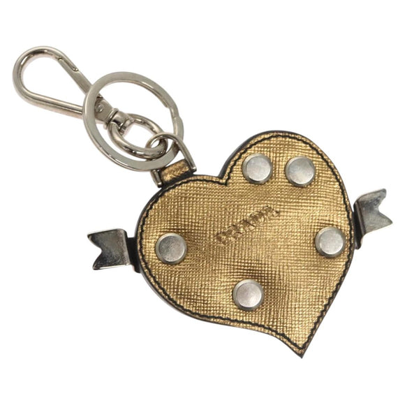 PRADA Key Holder Safiano leather Gold Tone Auth ac3756