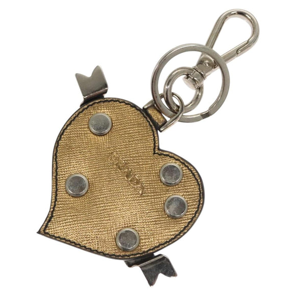 PRADA Key Holder Safiano leather Gold Tone Auth ac3756