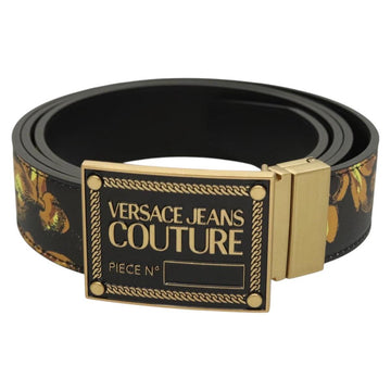 VERSACE Belt Leather 49.2"" Black Auth ac3759 - 0