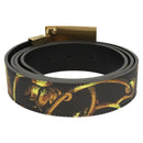 VERSACE Belt Leather 49.2"" Black Auth ac3759-3