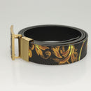 VERSACE Belt Leather 49.2"" Black Auth ac3759-4