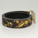 VERSACE Belt Leather 49.2"" Black Auth ac3759-5