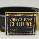 VERSACE Belt Leather 49.2"" Black Auth ac3759-6