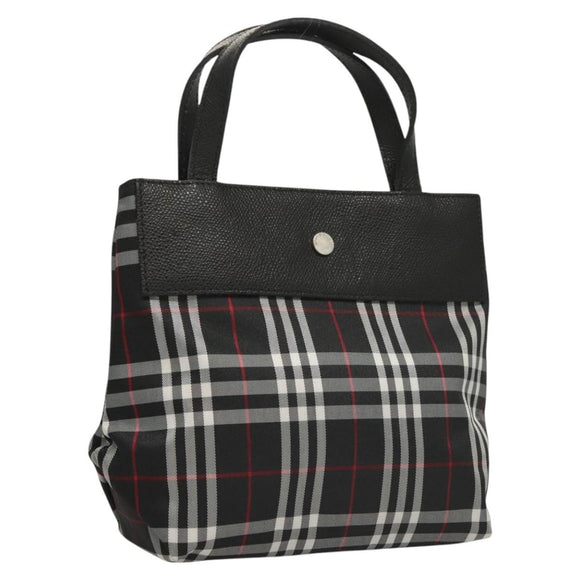 BURBERRY Nova Check Hand Bag Nylon Black Auth ac3761