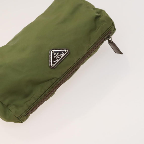 PRADA Pouch Nylon 3Set Green Navy beige Auth ac3763