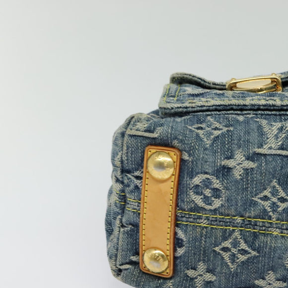 LOUIS VUITTON Monogram denim Buggy PM Shoulder Bag Blue M95049 LV Auth ac3765