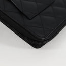 CHANEL Cambon Line Matelasse Long Wallet Calf leather Black CC Auth ac3768AM-16