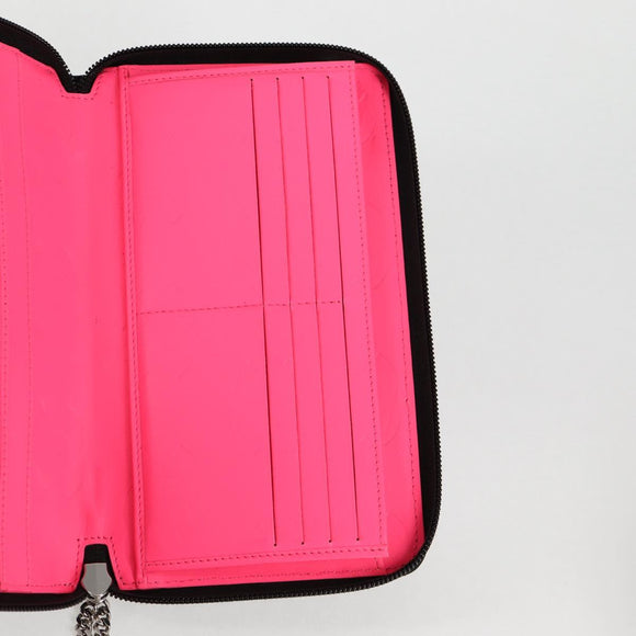 CHANEL Cambon Line Matelasse Long Wallet Calf leather Black CC Auth ac3768AM