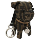 FENDI Zucca Canvas Charm Black Brown Auth ac3769-1