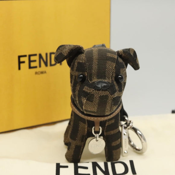 FENDI Zucca Canvas Charm Black Brown Auth ac3769