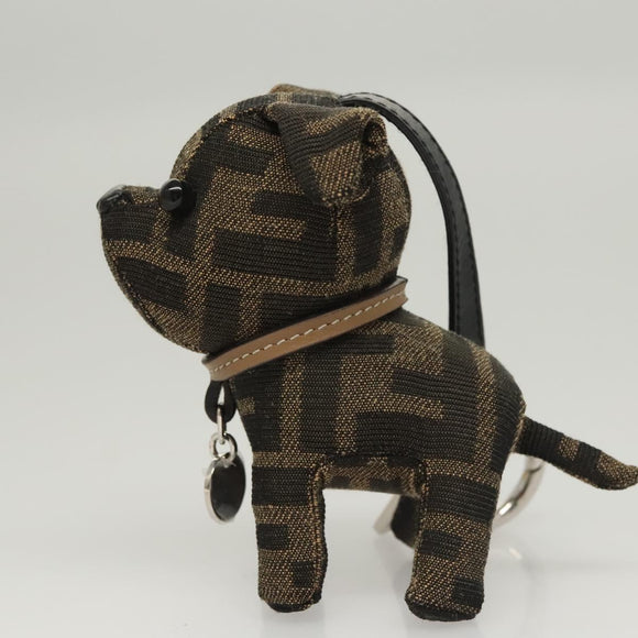 FENDI Zucca Canvas Charm Black Brown Auth ac3769