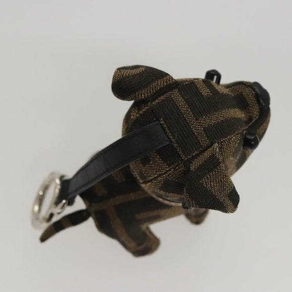 FENDI Zucca Canvas Charm Black Brown Auth ac3769