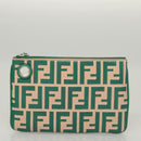 FENDI Zucca Canvas Triplet Pouch Black Brown Red Auth ac3770-12