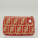 FENDI Zucca Canvas Triplet Pouch Black Brown Red Auth ac3770-20