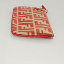 FENDI Zucca Canvas Triplet Pouch Black Brown Red Auth ac3770-21