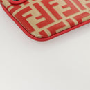 FENDI Zucca Canvas Triplet Pouch Black Brown Red Auth ac3770-24
