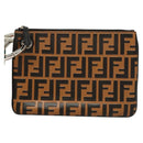 FENDI Zucca Canvas Triplet Pouch Black Brown Red Auth ac3770-2